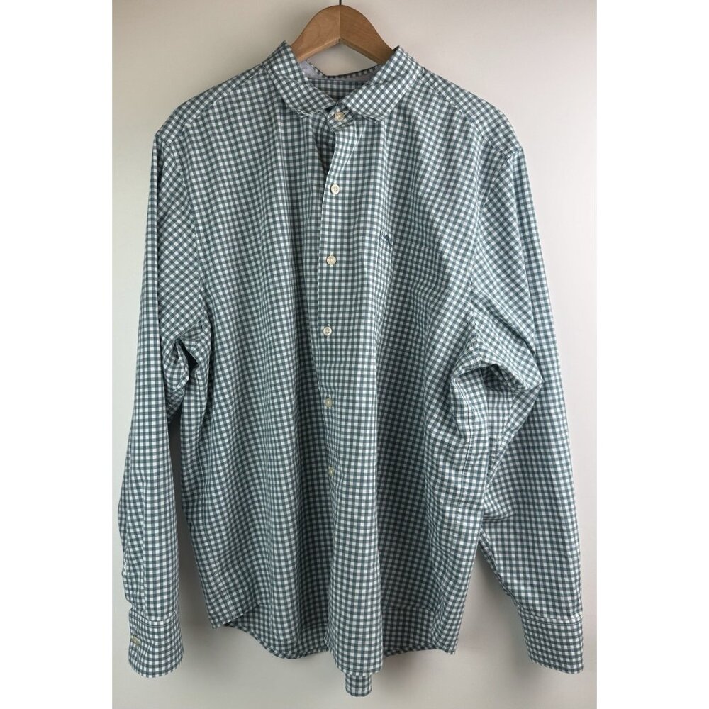 Tommy Bahama Shirt Newport Coast Green Gingham Plaid Button‎ Down Cotton Sz XL